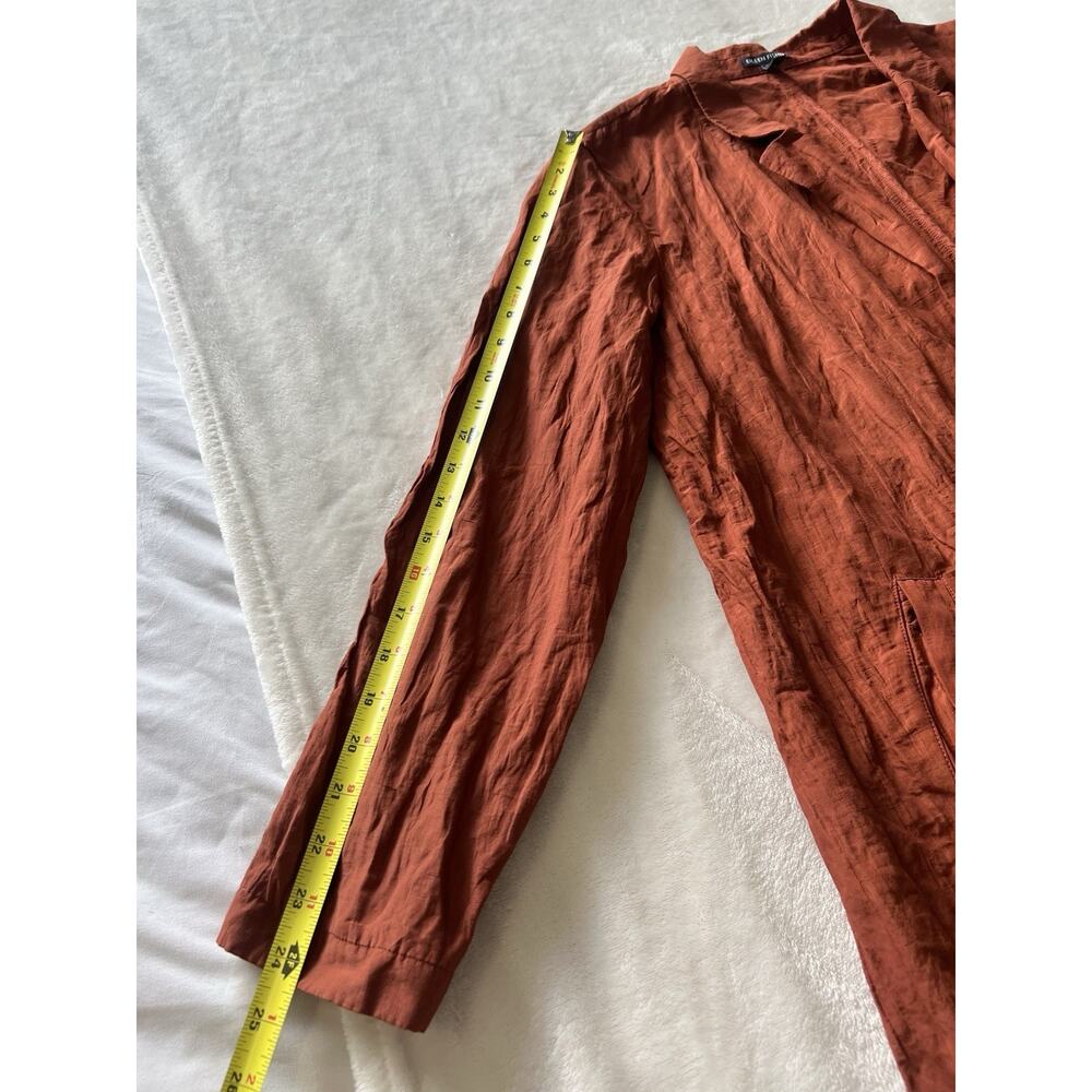 Eileen Fisher Sz Large Paprika Rumpled Organic Cotton Steel Notch Collar Jacket - Picture 11 of 15